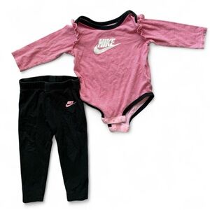 Nike Pink and Black Baby Bodysuit Set